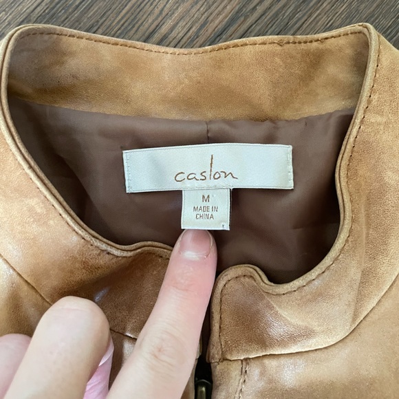 Caslon Genuine Brown Leather Jacket - Picture 2 of 4